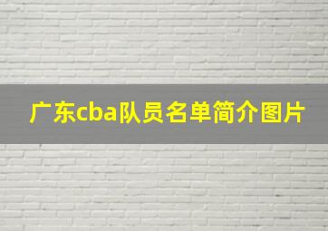 广东cba队员名单简介图片