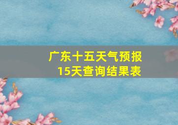 广东十五天气预报15天查询结果表