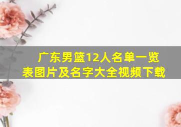 广东男篮12人名单一览表图片及名字大全视频下载