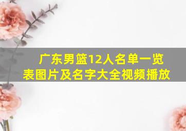 广东男篮12人名单一览表图片及名字大全视频播放