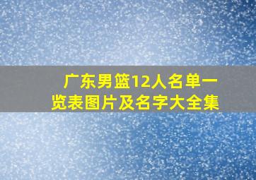 广东男篮12人名单一览表图片及名字大全集