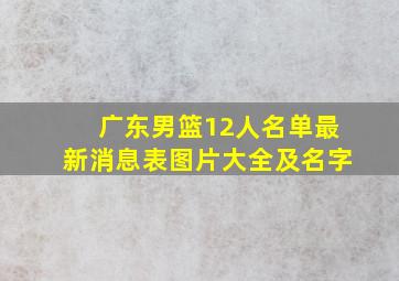 广东男篮12人名单最新消息表图片大全及名字