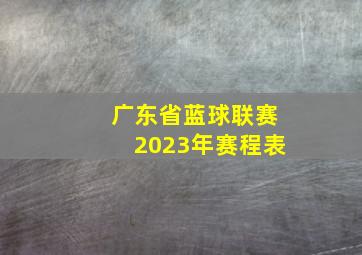 广东省蓝球联赛2023年赛程表