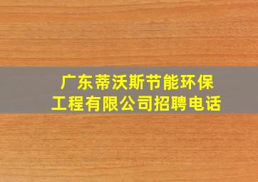 广东蒂沃斯节能环保工程有限公司招聘电话