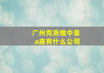 广州克洛维中景a座有什么公司