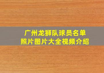 广州龙狮队球员名单照片图片大全视频介绍