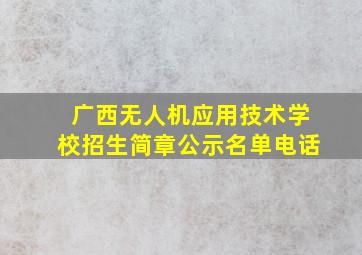 广西无人机应用技术学校招生简章公示名单电话