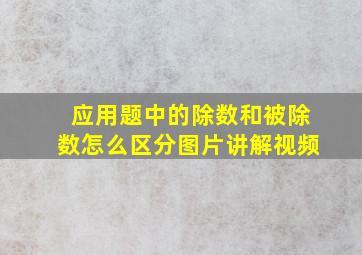 应用题中的除数和被除数怎么区分图片讲解视频