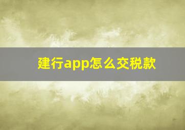 建行app怎么交税款