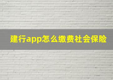 建行app怎么缴费社会保险