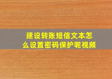 建设转账短信文本怎么设置密码保护呢视频