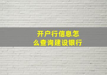 开户行信息怎么查询建设银行