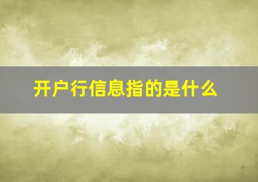 开户行信息指的是什么