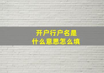 开户行户名是什么意思怎么填