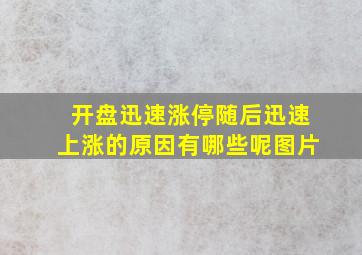 开盘迅速涨停随后迅速上涨的原因有哪些呢图片