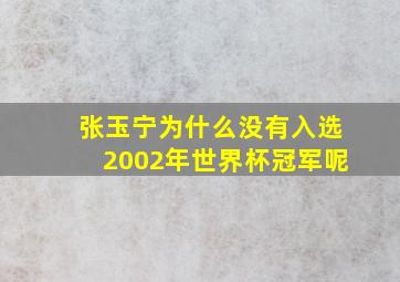 张玉宁为什么没有入选2002年世界杯冠军呢