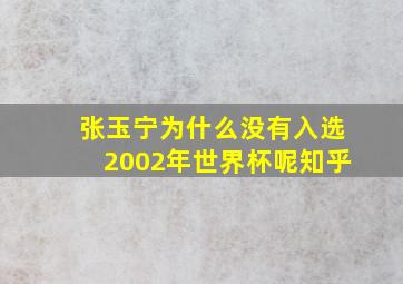 张玉宁为什么没有入选2002年世界杯呢知乎