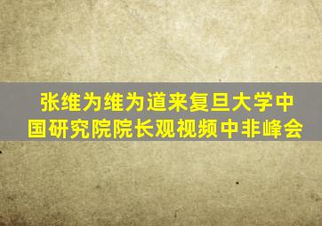 张维为维为道来复旦大学中国研究院院长观视频中非峰会