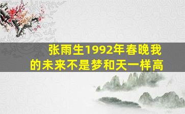 张雨生1992年春晚我的未来不是梦和天一样高