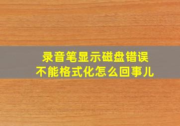 录音笔显示磁盘错误不能格式化怎么回事儿