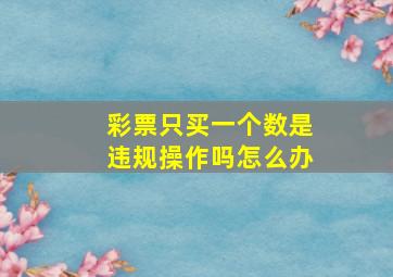 彩票只买一个数是违规操作吗怎么办