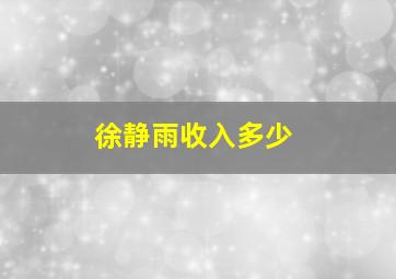 徐静雨收入多少