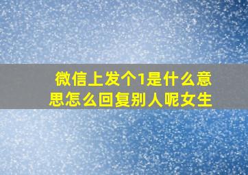 微信上发个1是什么意思怎么回复别人呢女生