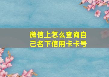 微信上怎么查询自己名下信用卡卡号