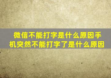 微信不能打字是什么原因手机突然不能打字了是什么原因