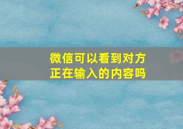 微信可以看到对方正在输入的内容吗