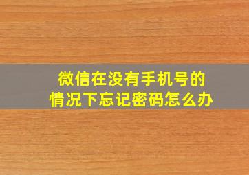 微信在没有手机号的情况下忘记密码怎么办