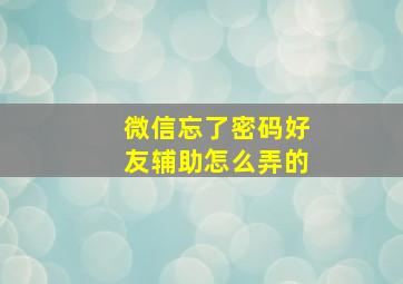 微信忘了密码好友辅助怎么弄的