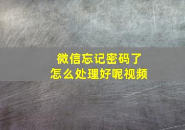 微信忘记密码了怎么处理好呢视频