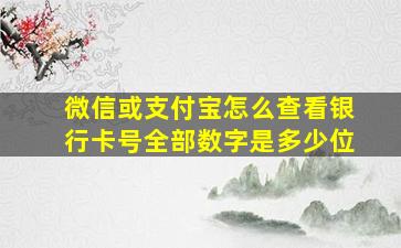 微信或支付宝怎么查看银行卡号全部数字是多少位