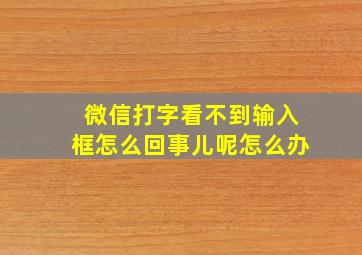 微信打字看不到输入框怎么回事儿呢怎么办