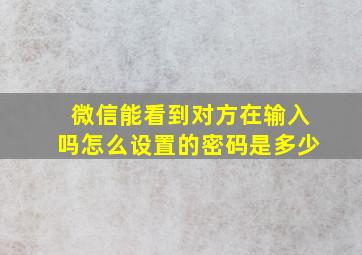 微信能看到对方在输入吗怎么设置的密码是多少