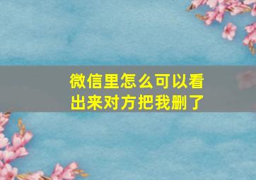 微信里怎么可以看出来对方把我删了