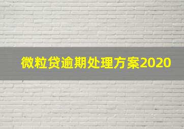 微粒贷逾期处理方案2020