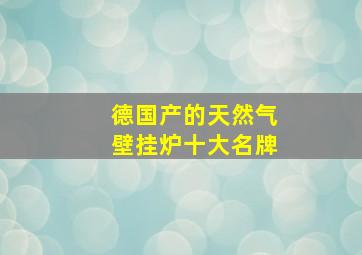 德国产的天然气壁挂炉十大名牌