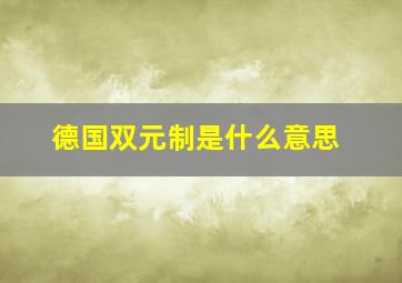 德国双元制是什么意思