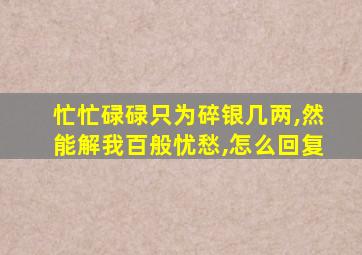 忙忙碌碌只为碎银几两,然能解我百般忧愁,怎么回复