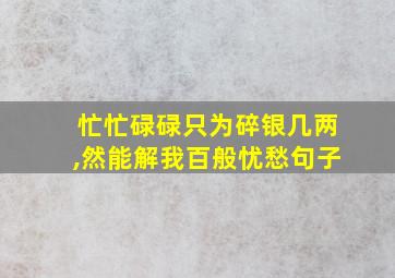 忙忙碌碌只为碎银几两,然能解我百般忧愁句子