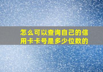 怎么可以查询自己的信用卡卡号是多少位数的