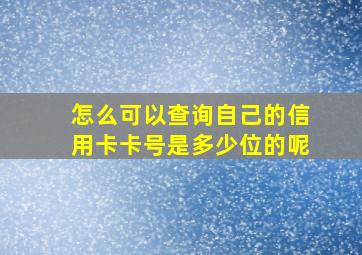 怎么可以查询自己的信用卡卡号是多少位的呢