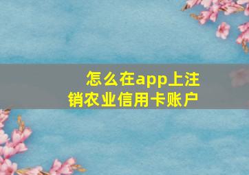 怎么在app上注销农业信用卡账户