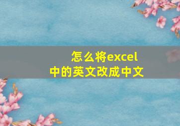 怎么将excel中的英文改成中文