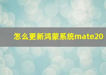 怎么更新鸿蒙系统mate20