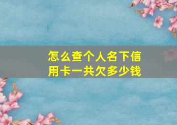 怎么查个人名下信用卡一共欠多少钱