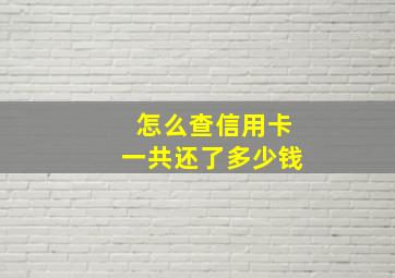 怎么查信用卡一共还了多少钱