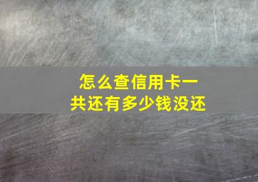 怎么查信用卡一共还有多少钱没还